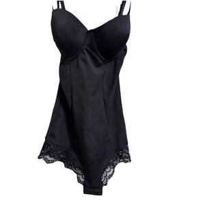 Under Where? Black Lace Trim Bodysuit. M Valentine's Day, sexy, feminine